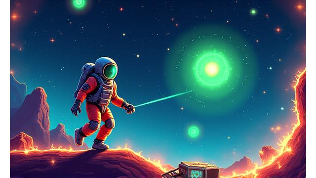 Stellar Blitz adlı 2D uzay platform oyunundan bir sahne