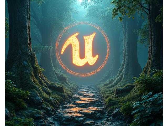 Unreal Engine logosu ve dinamik oyun dünyası